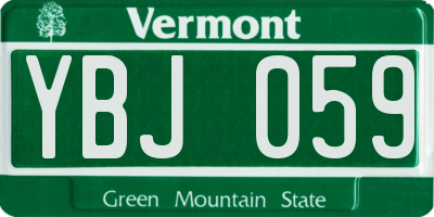 VT license plate YBJ059