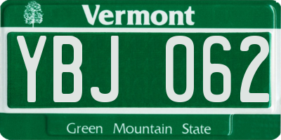 VT license plate YBJ062