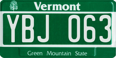 VT license plate YBJ063