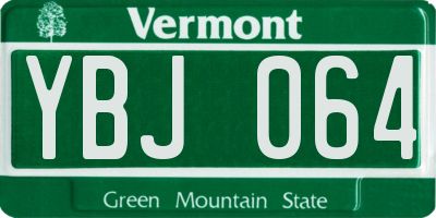 VT license plate YBJ064