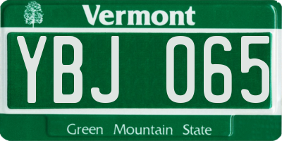 VT license plate YBJ065