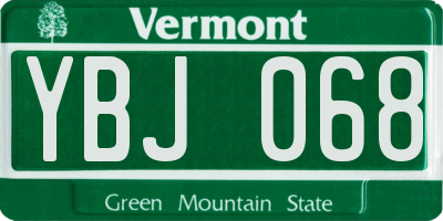 VT license plate YBJ068