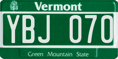 VT license plate YBJ070