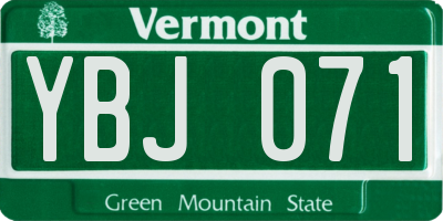 VT license plate YBJ071