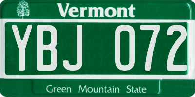 VT license plate YBJ072