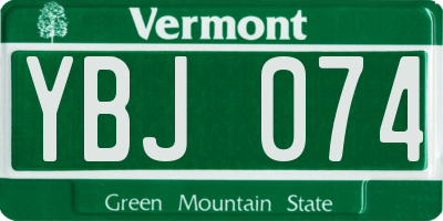 VT license plate YBJ074