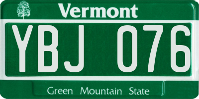 VT license plate YBJ076