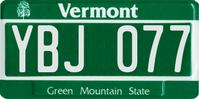 VT license plate YBJ077