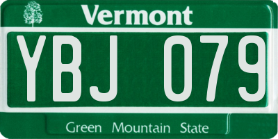 VT license plate YBJ079