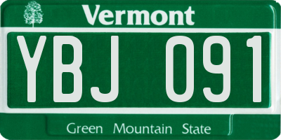 VT license plate YBJ091