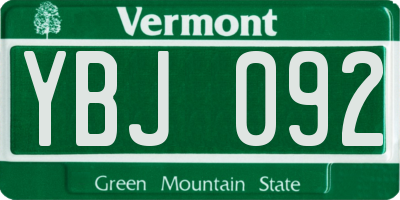 VT license plate YBJ092