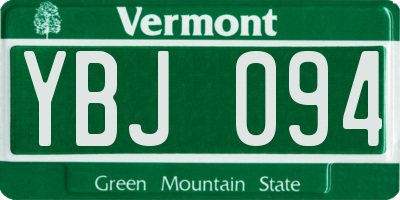 VT license plate YBJ094