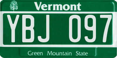 VT license plate YBJ097