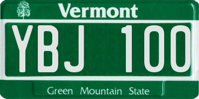 VT license plate YBJ100