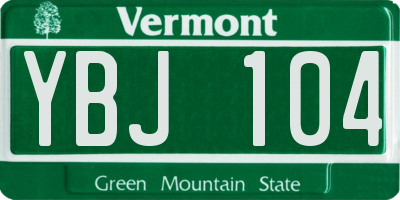 VT license plate YBJ104