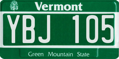 VT license plate YBJ105