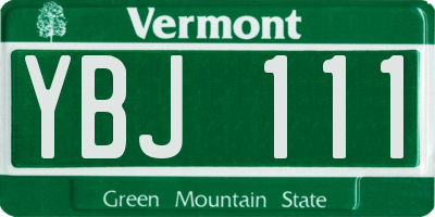 VT license plate YBJ111