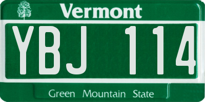 VT license plate YBJ114
