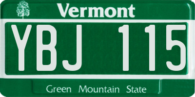 VT license plate YBJ115