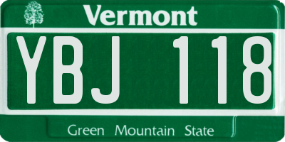 VT license plate YBJ118