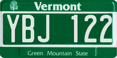 VT license plate YBJ122