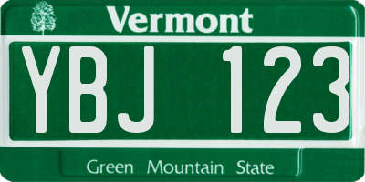 VT license plate YBJ123