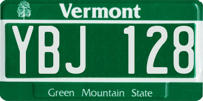 VT license plate YBJ128