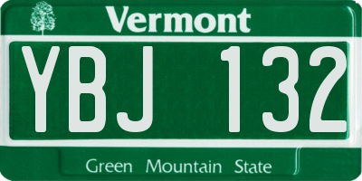 VT license plate YBJ132