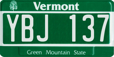 VT license plate YBJ137