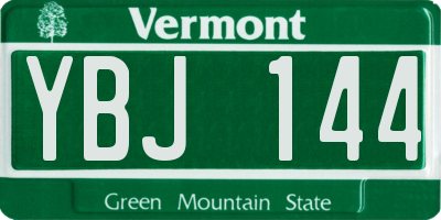 VT license plate YBJ144