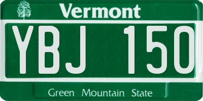 VT license plate YBJ150