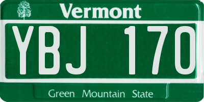 VT license plate YBJ170