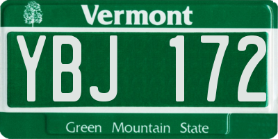 VT license plate YBJ172