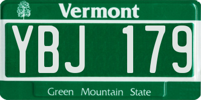 VT license plate YBJ179