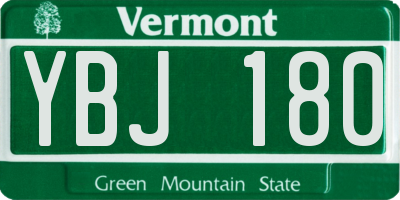 VT license plate YBJ180