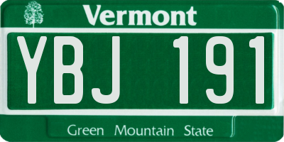 VT license plate YBJ191