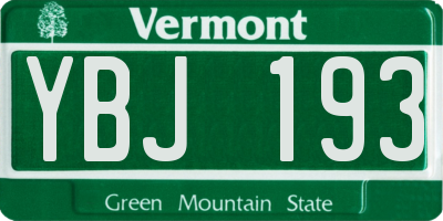 VT license plate YBJ193