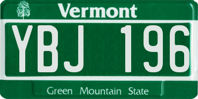 VT license plate YBJ196