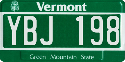 VT license plate YBJ198