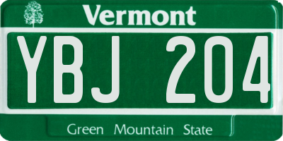 VT license plate YBJ204