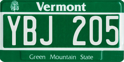 VT license plate YBJ205
