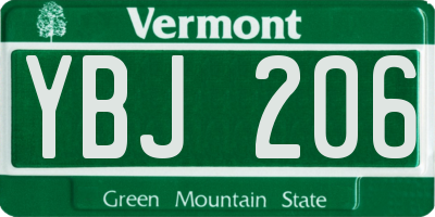 VT license plate YBJ206