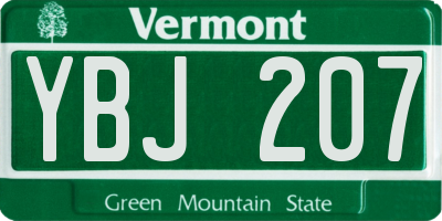 VT license plate YBJ207
