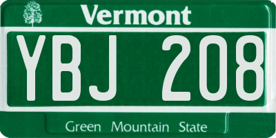 VT license plate YBJ208
