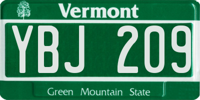 VT license plate YBJ209