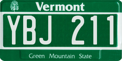VT license plate YBJ211