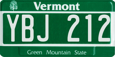 VT license plate YBJ212