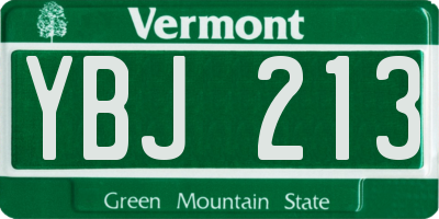 VT license plate YBJ213