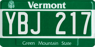 VT license plate YBJ217