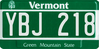 VT license plate YBJ218